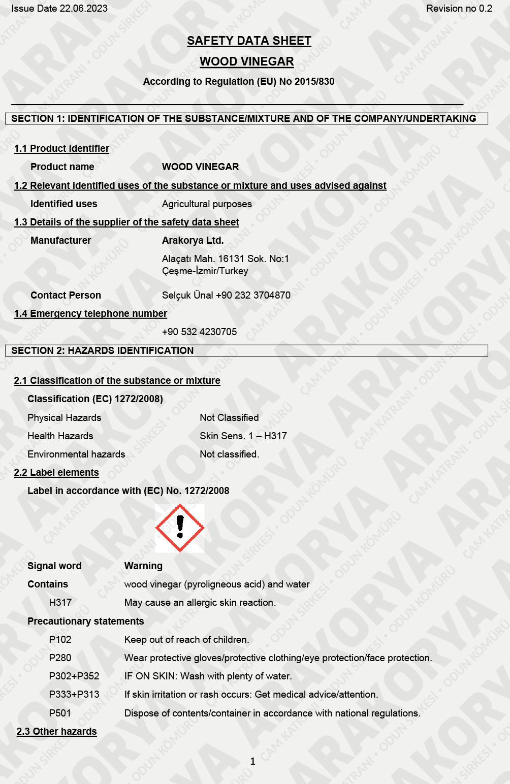 wood odun sirkesi_Avrupa Birliği Yönetmeliği Analiz Raporu_1